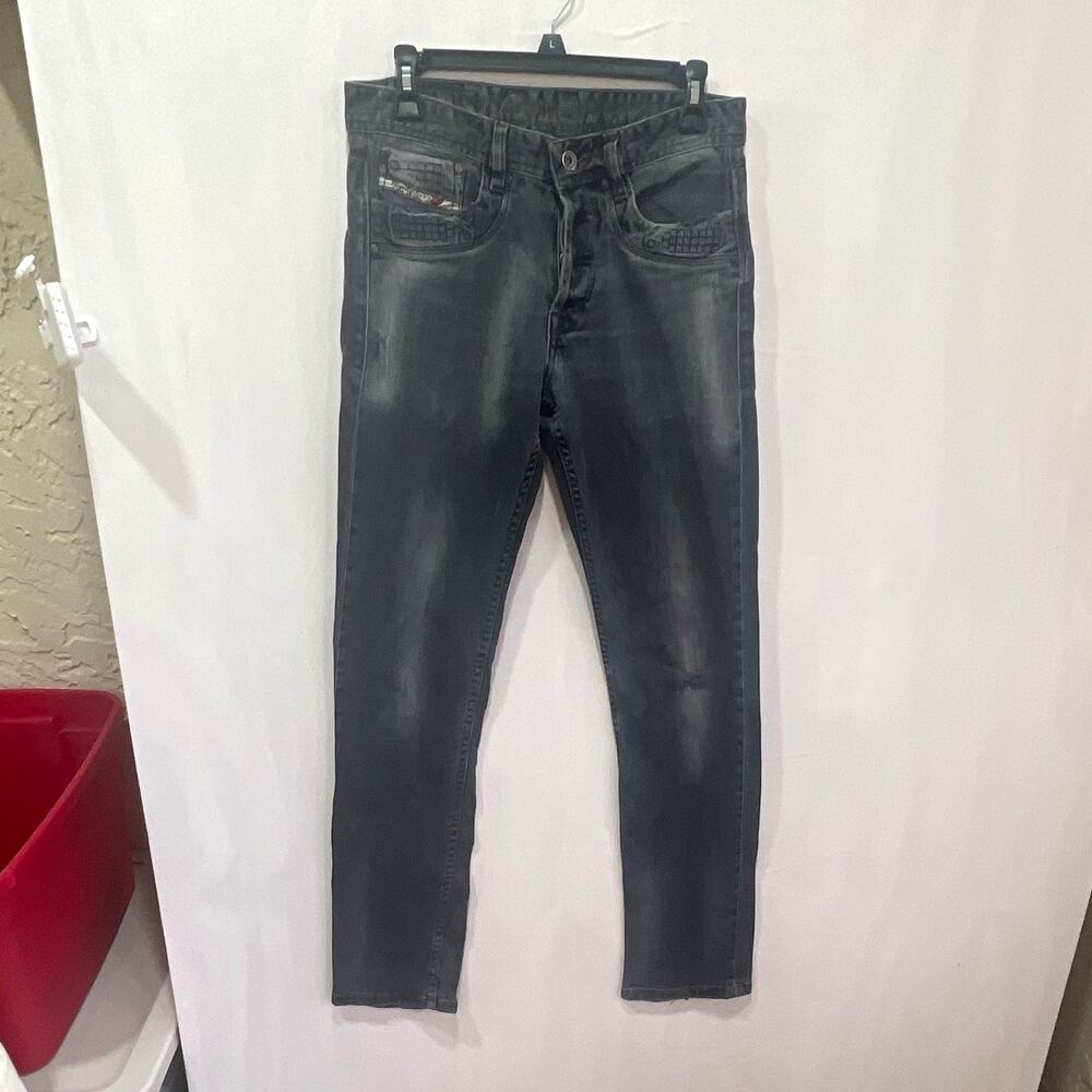 Diesel Men's Black Dark Wash Denim Jeans Slim Skinny Button Fly 5-Pocket